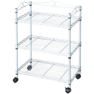 multifunctional white metal wire rotatable retail shop display shelf with wheels